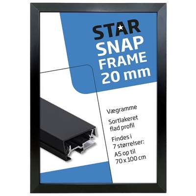 Alu snäppramar svart, platt 20 mm profil