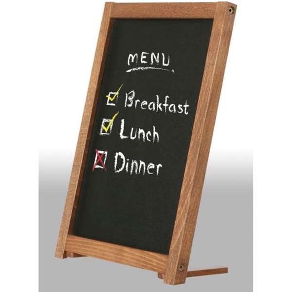 Griffeltavla bord med fötter, mörkt trä