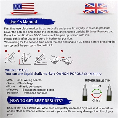 Board Marker Set, kridt, med 8 farver, 6 mm