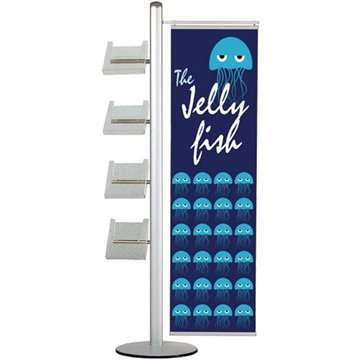 Multi Stander 19 - Enkelsidig, 1 bit banner + 4xA4 hyllor