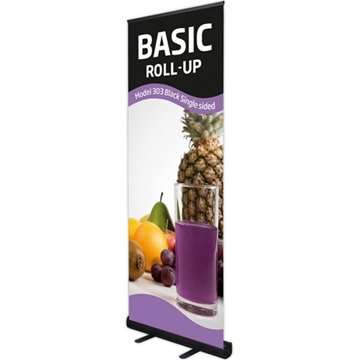 Basic Roll-up, svart, enkelsidig, inkl. banderoll och tryck