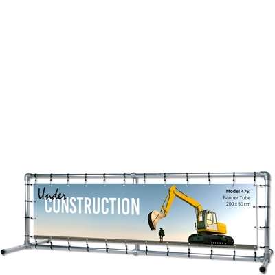 Banner Tube Fristående Ram, fristående ram av aluminiumrör 0,3 mm / Ø 48 mm - 200 x 50 cm