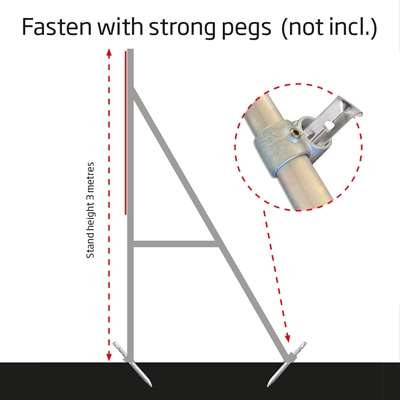 Banner Tube High Stand, fristående ram av aluminiumrör 0,3 mm / Ø 48 mm - 150 x 100 cm