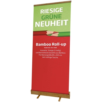 Bambu Roll-up, enkeltsidig, 85 x 200 cm, med banderoll och tryck