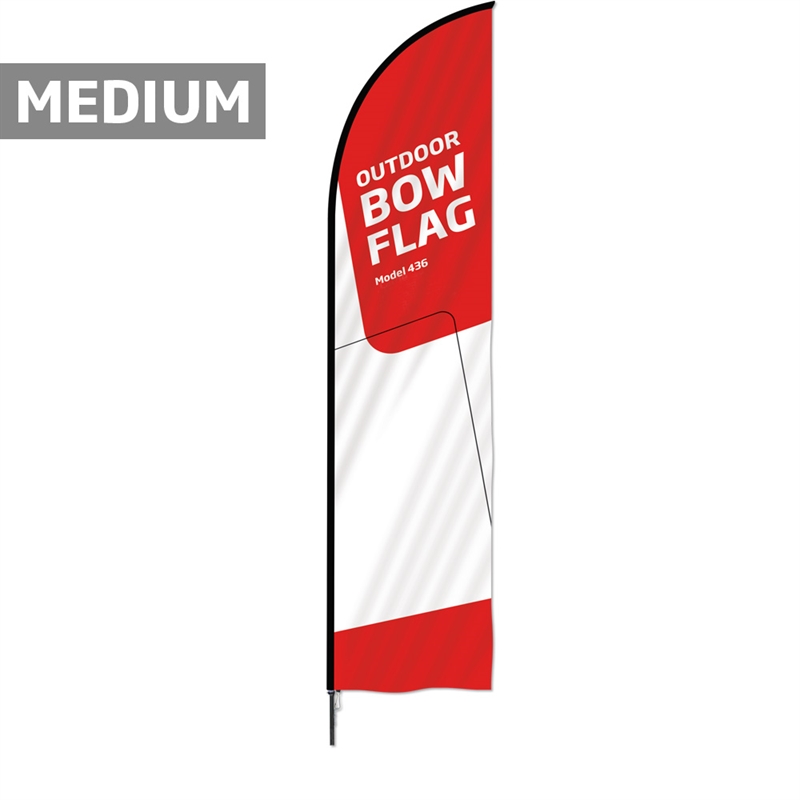 Beachflag, Outdoor Bow Flag, sort stang, Medium, inkl. flagga