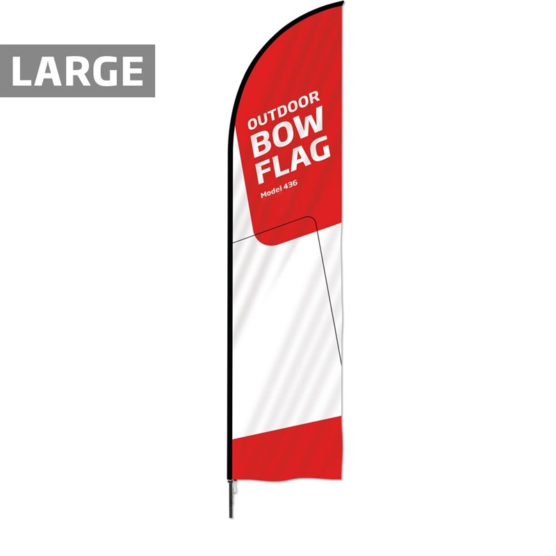 Beachflag, Outdoor Bow Flag, sort stang, Large, inkl. flagga