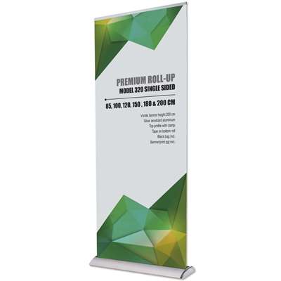 Premium Roll-up, enkelsidig kassett, aluminium, med teleskopstång