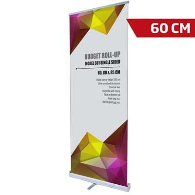 Budget Roll-up enkelsidig - 60x200 cm - silver - med banderoll och tryck