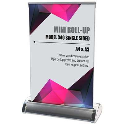 Mini Roll-up, enkelsidig kassett, silver