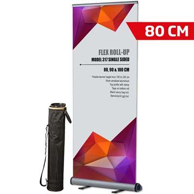 Flex Roll-up, silver, enkelsidig, inkl. banderoll och tryck