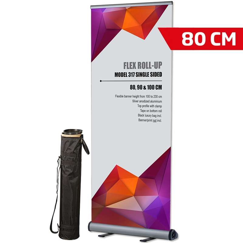 Flex Roll-up, silver, enkelsidig, inkl. banderoll och tryck