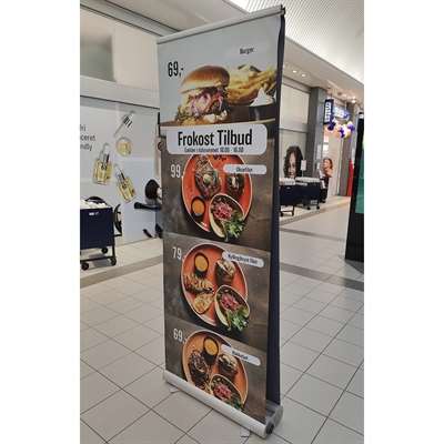 Flex Roll-up dubbelsidig, alu/silver, 80 x 230 cm, inkl. baner