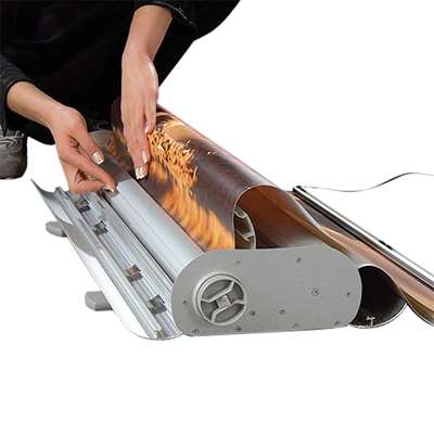 Flex Roll-up dubbelsidig, alu/silver, 80 x 230 cm, inkl. baner