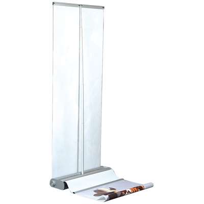 Flex Roll-up dubbelsidig, alu/silver, 80 x 230 cm, inkl. baner