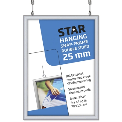 Hängande Alu snäppram dubbelsidig - 25 mm - A3 - silver