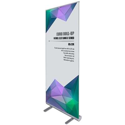 Euro Roll-up enkelsidig - 85x220 cm - silver - med banderoll och tryck