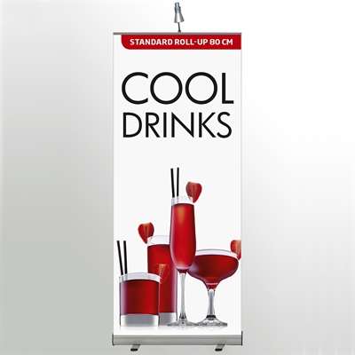 Euro Roll-up enkelsidig - 85x220 cm - silver - med banderoll och tryck