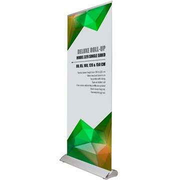 Deluxe Roll-Up, enkelsidig, 85 cm, aluminium - med banderoll och tryck
