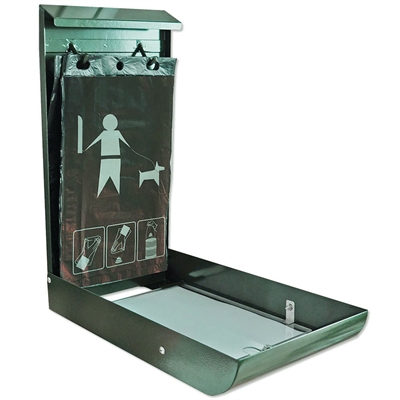 Hundväska dispenser, grön, med A4 infodisplay