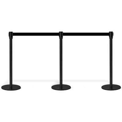 Crowd Barrier, Wall Dispenser, Black, med 3 meter svart bälte