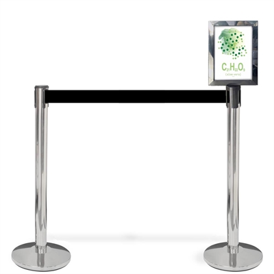 Skylthållare för Crowd Barrier Bältessystem, Rostfritt stål, A4